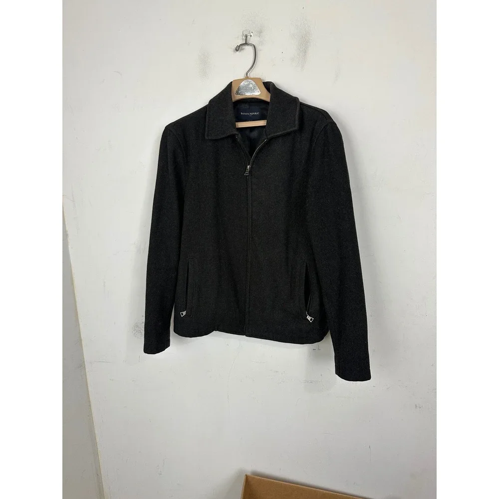 Banana Republic Mens Charcoal Gray Wool Blend Full Zip Jacket Small 783468-00